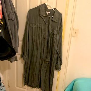 Long nice casual dress with belt around the waist